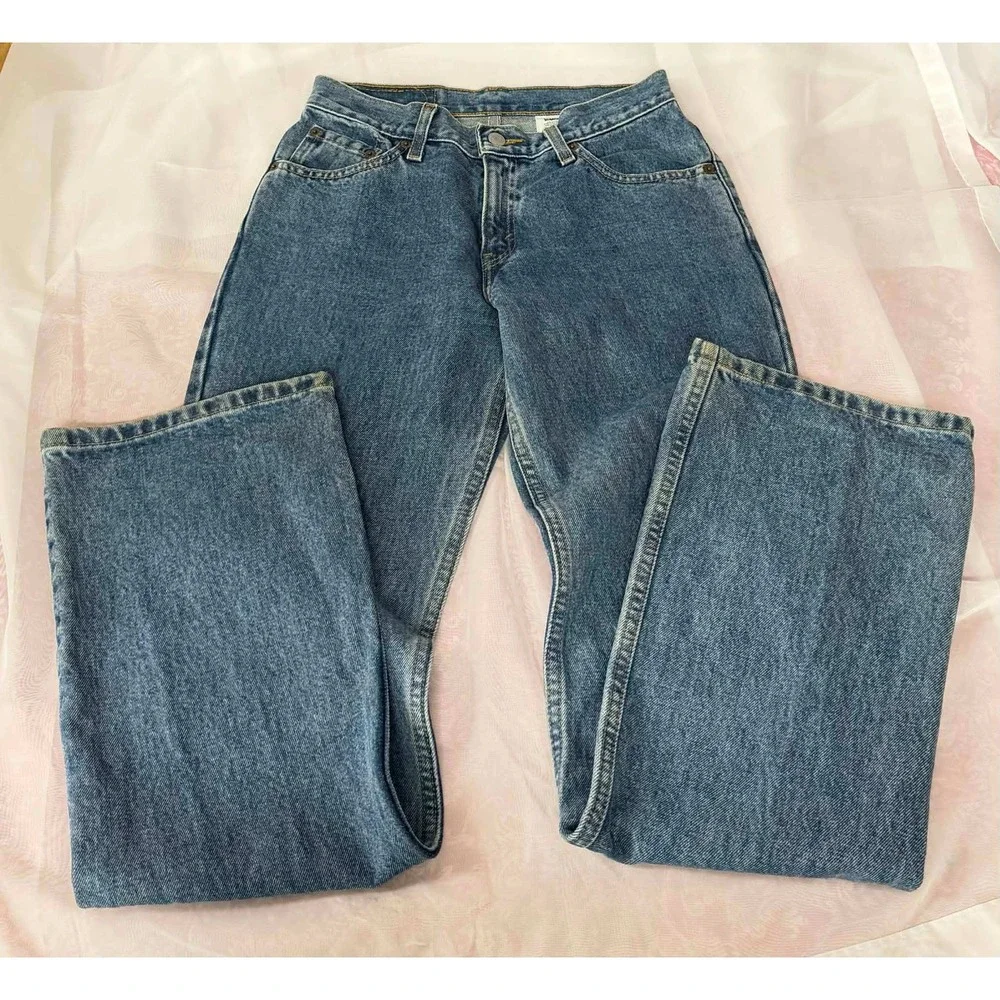 Levis 517 Boot Cut Slim Fit Jeans Medium Wash Denim High Rise Size 5 JR M